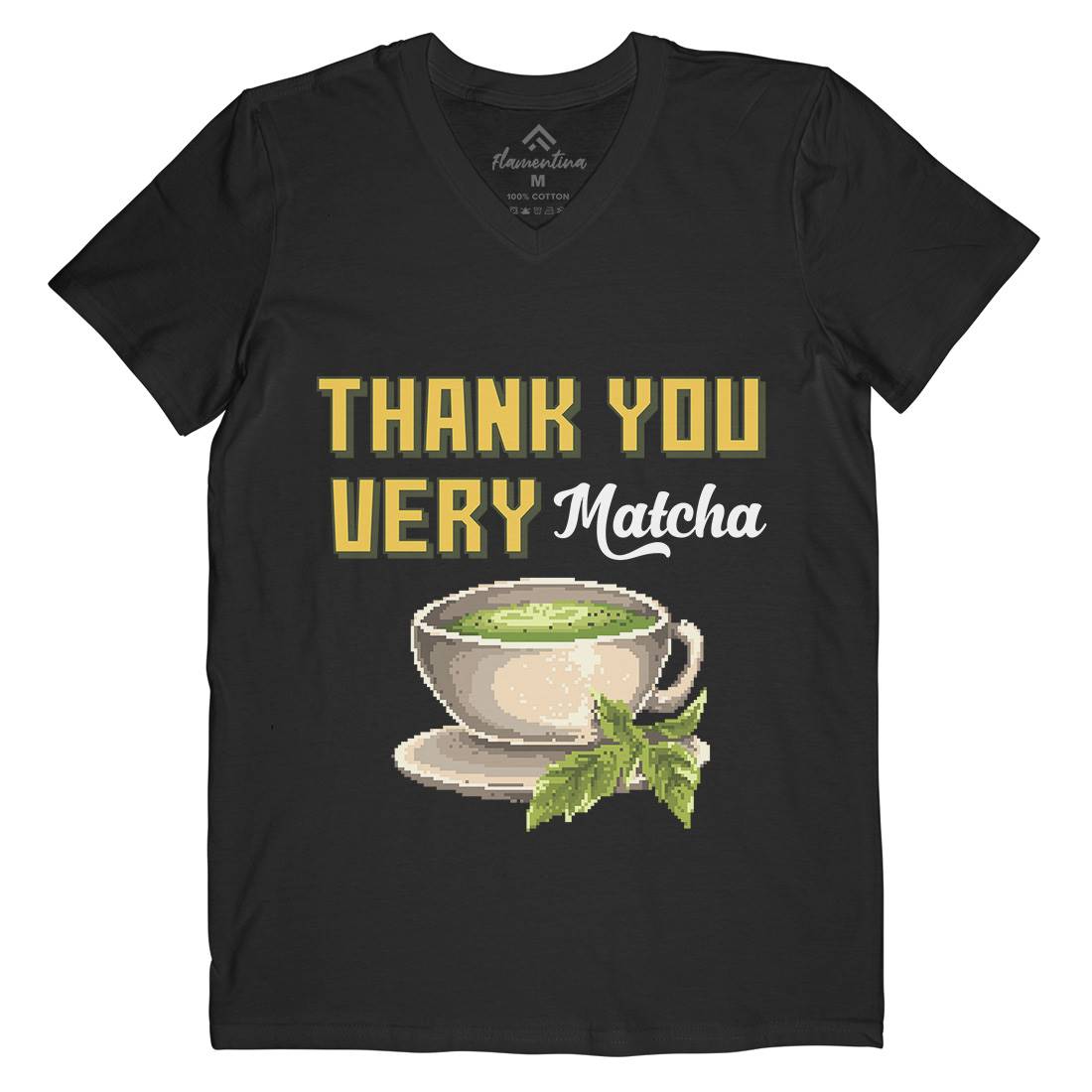 Thank You Very Matcha Mens Organic V-Neck T-Shirt Drinks B965
