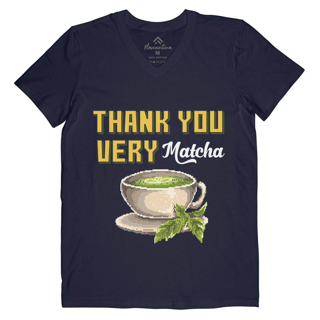 Thank You Very Matcha Mens V-Neck T-Shirt Drinks B965