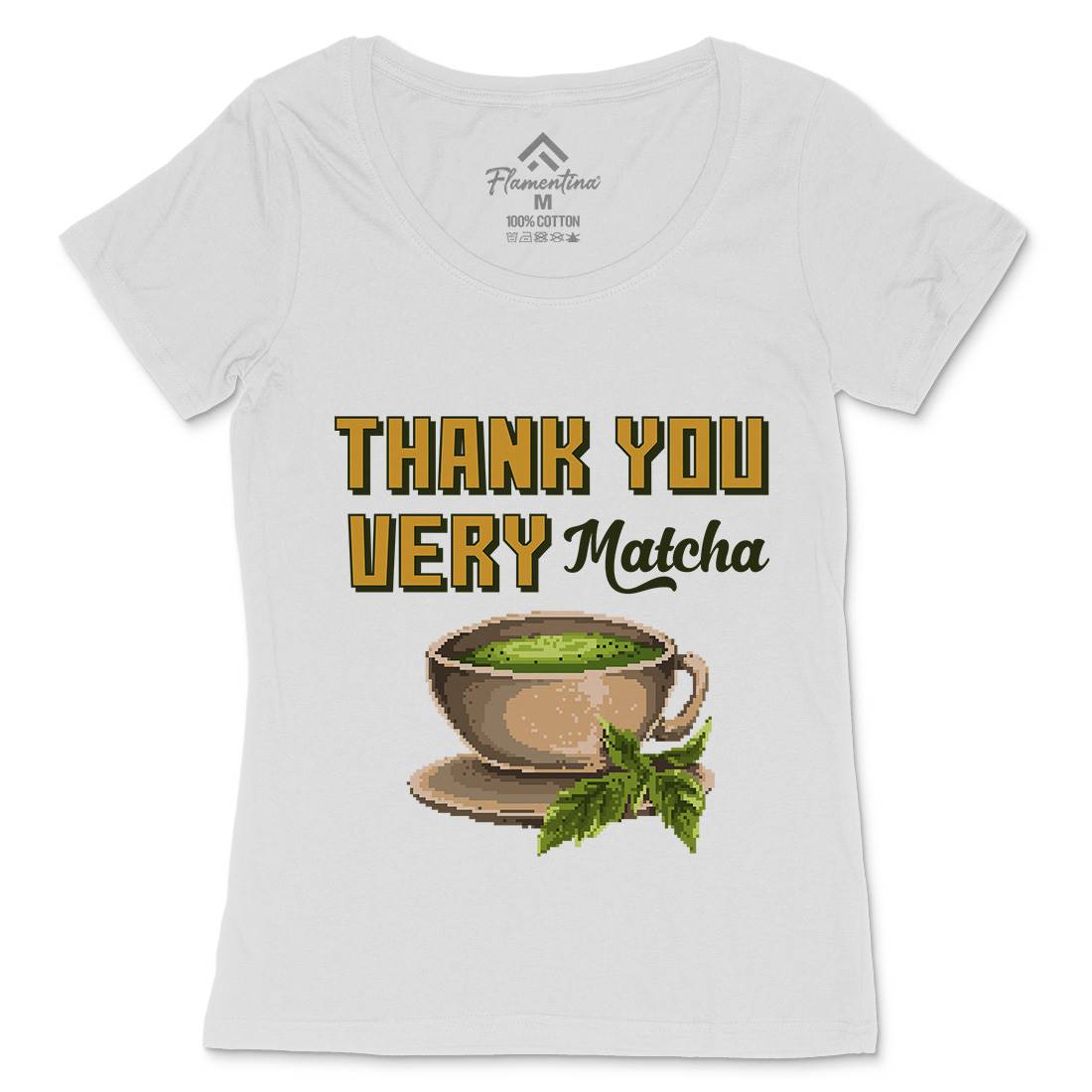 Thank You Very Matcha Womens Scoop Neck T-Shirt Drinks B965