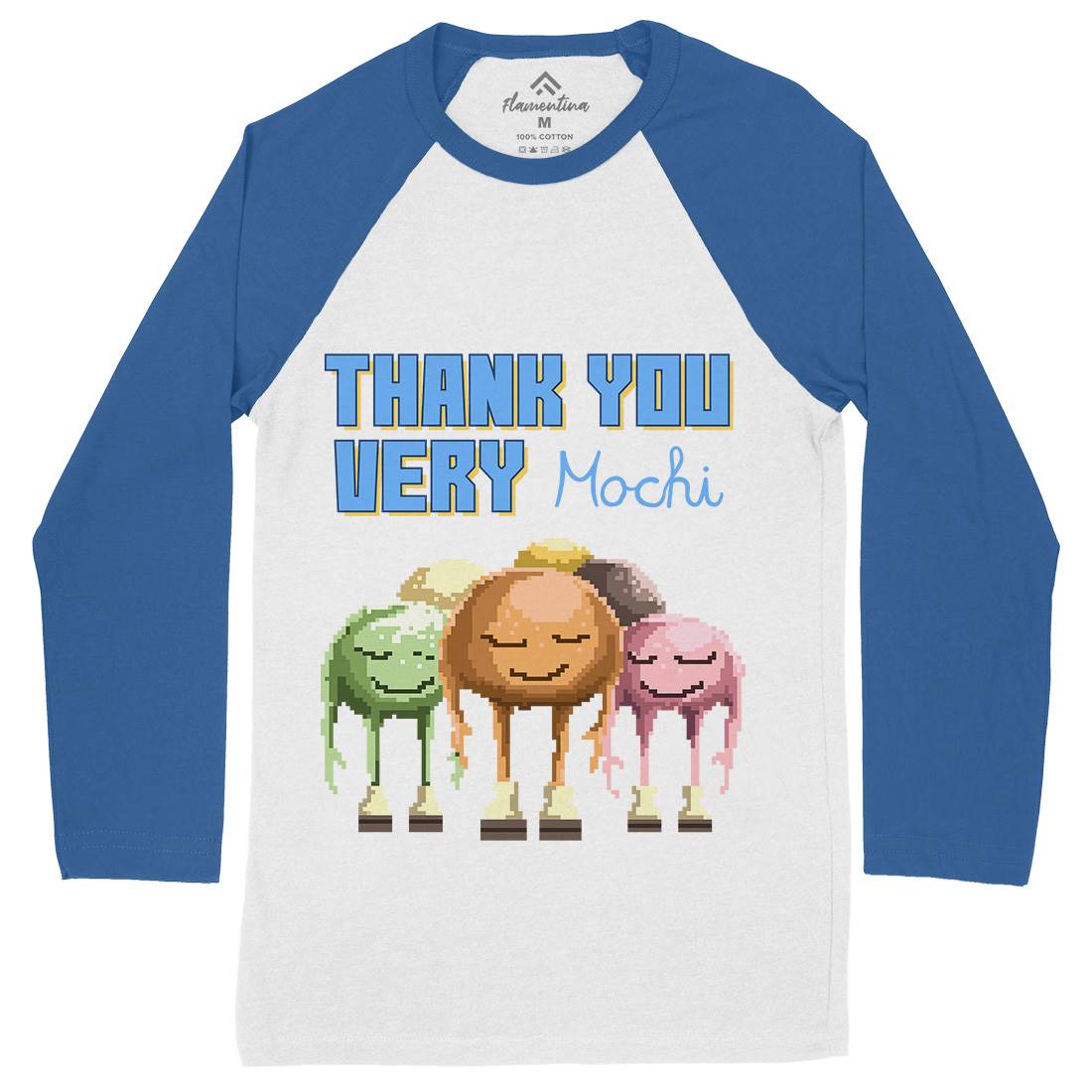Thank You Very Mochi Mens Long Sleeve Baseball T-Shirt Food B966