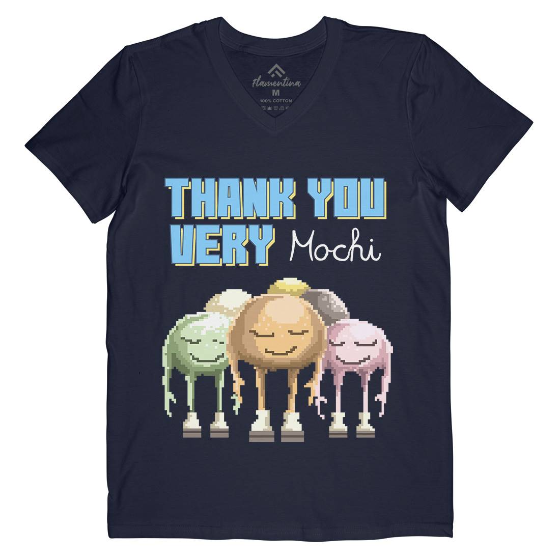 Thank You Very Mochi Mens Organic V-Neck T-Shirt Food B966