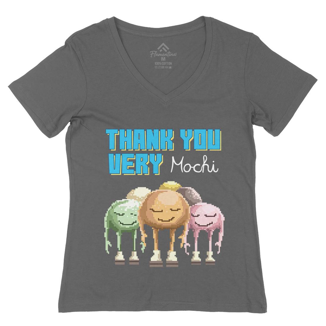 Thank You Very Mochi Womens Organic V-Neck T-Shirt Food B966