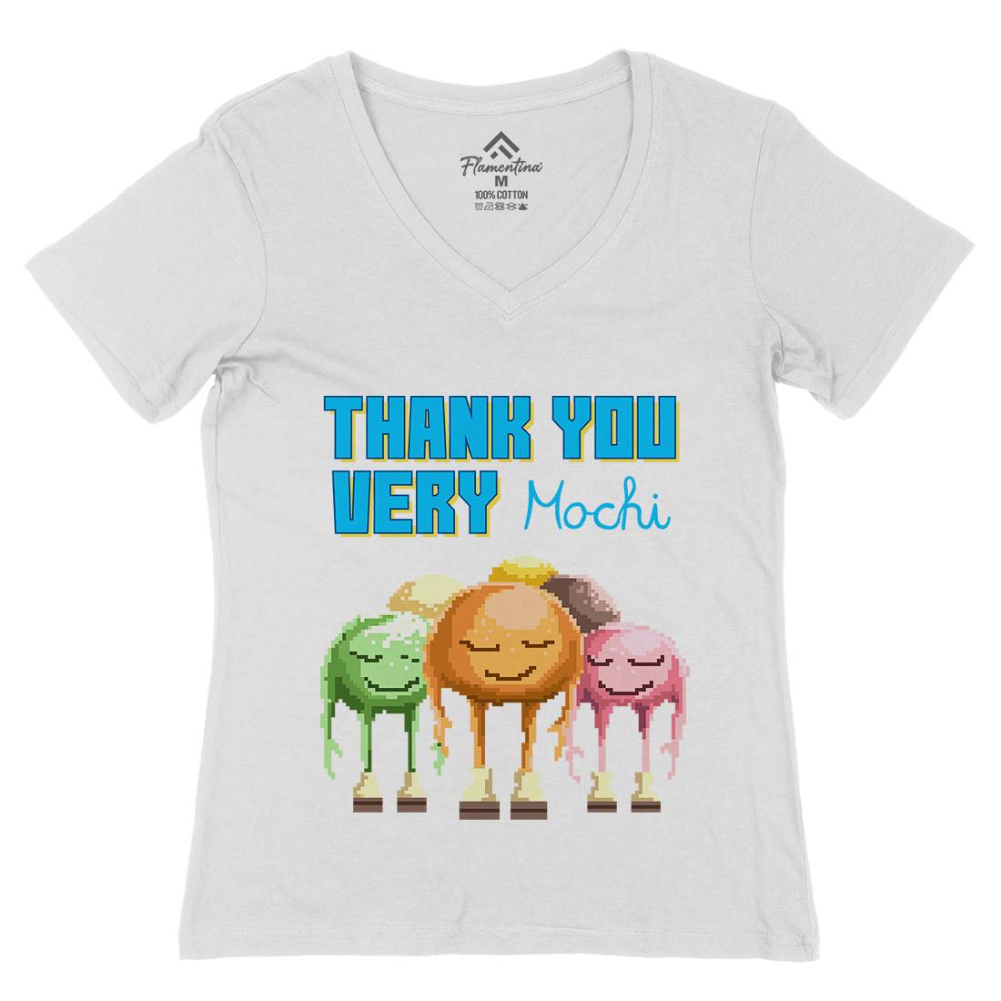 Thank You Very Mochi Womens Organic V-Neck T-Shirt Food B966