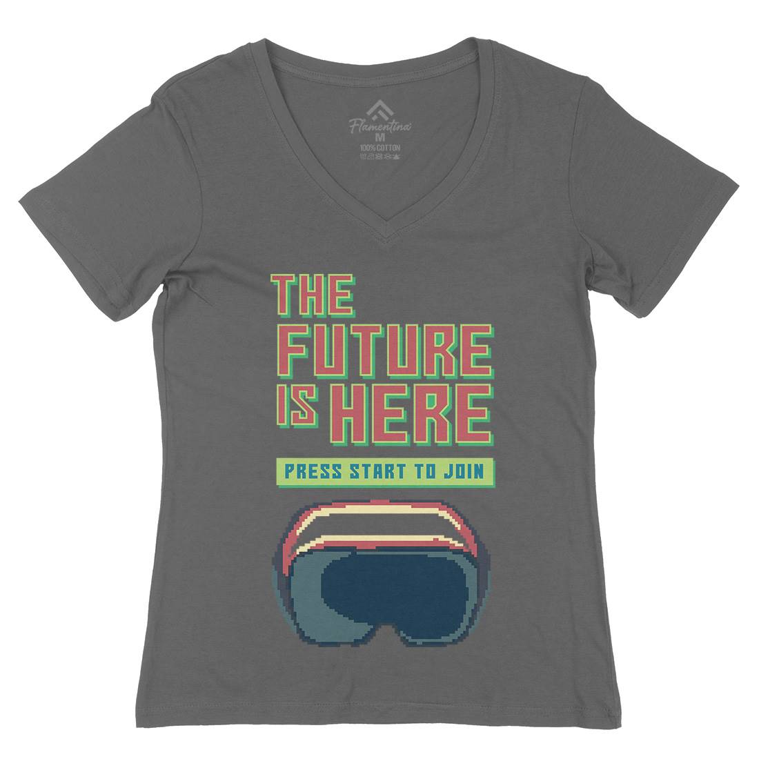 The Future Is Here Womens Organic V-Neck T-Shirt Geek B967