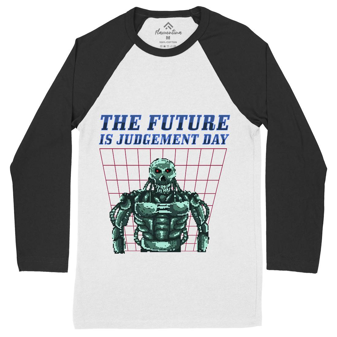 The Future Is Judgement Day Mens Long Sleeve Baseball T-Shirt Horror B968