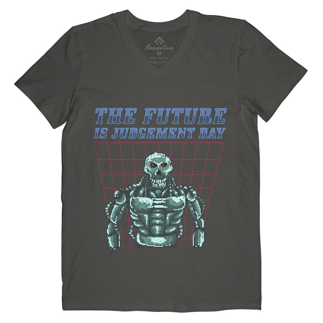 The Future Is Judgement Day Mens V-Neck T-Shirt Horror B968
