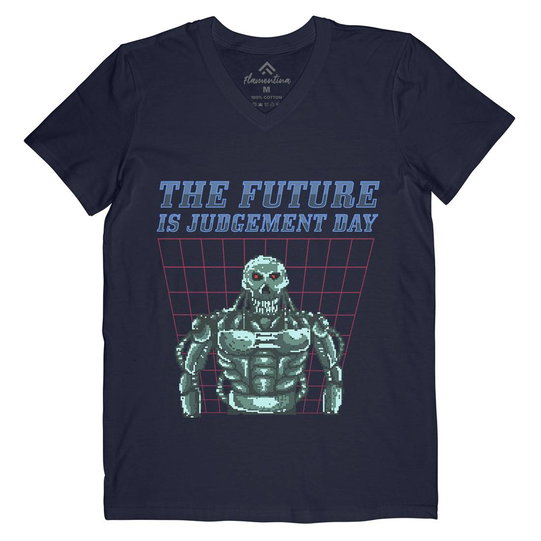 The Future Is Judgement Day Mens Organic V-Neck T-Shirt Horror B968