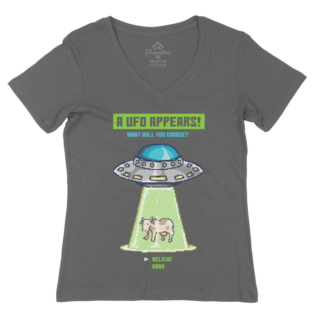 The Ufo Paradox Womens Organic V-Neck T-Shirt Space B969