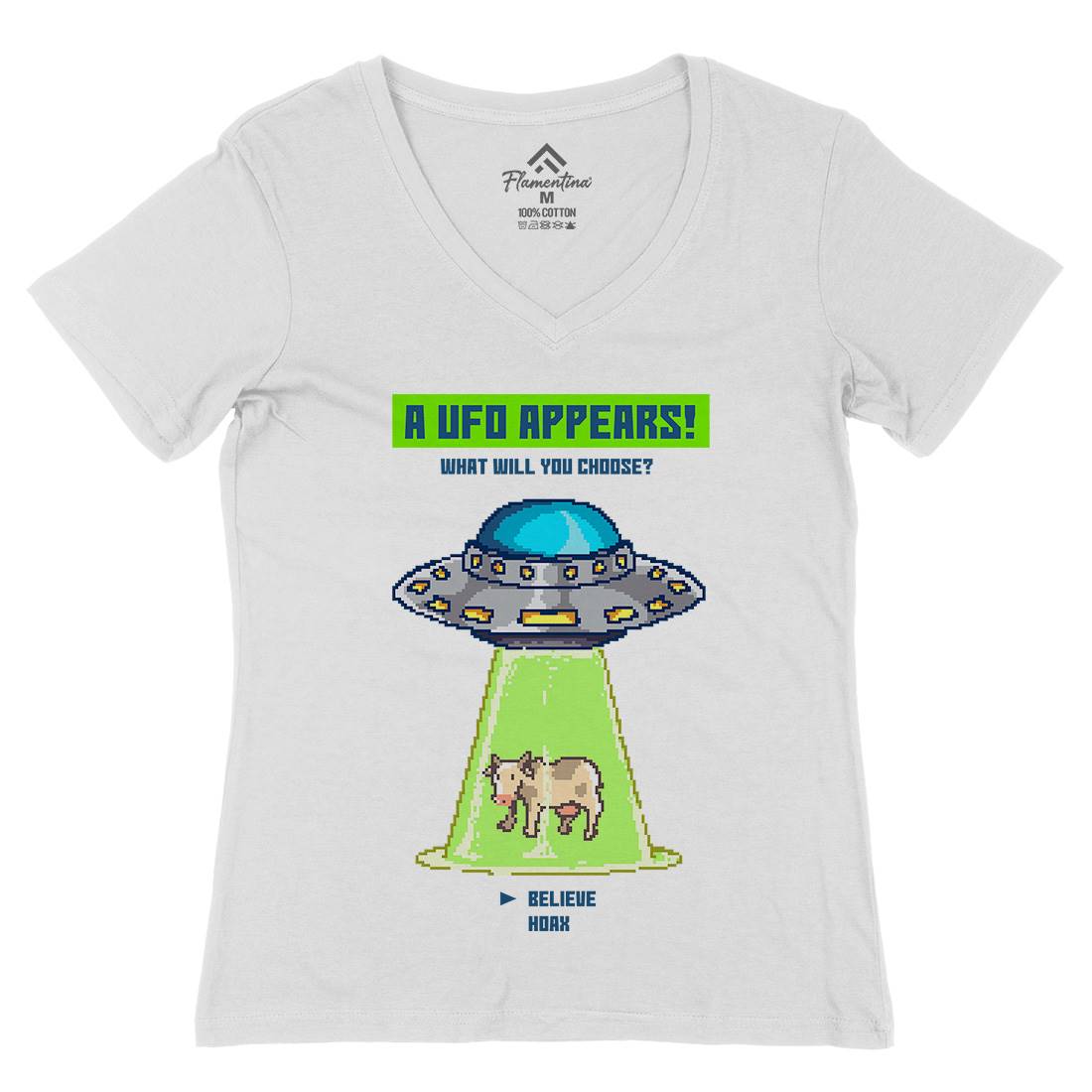 The Ufo Paradox Womens Organic V-Neck T-Shirt Space B969