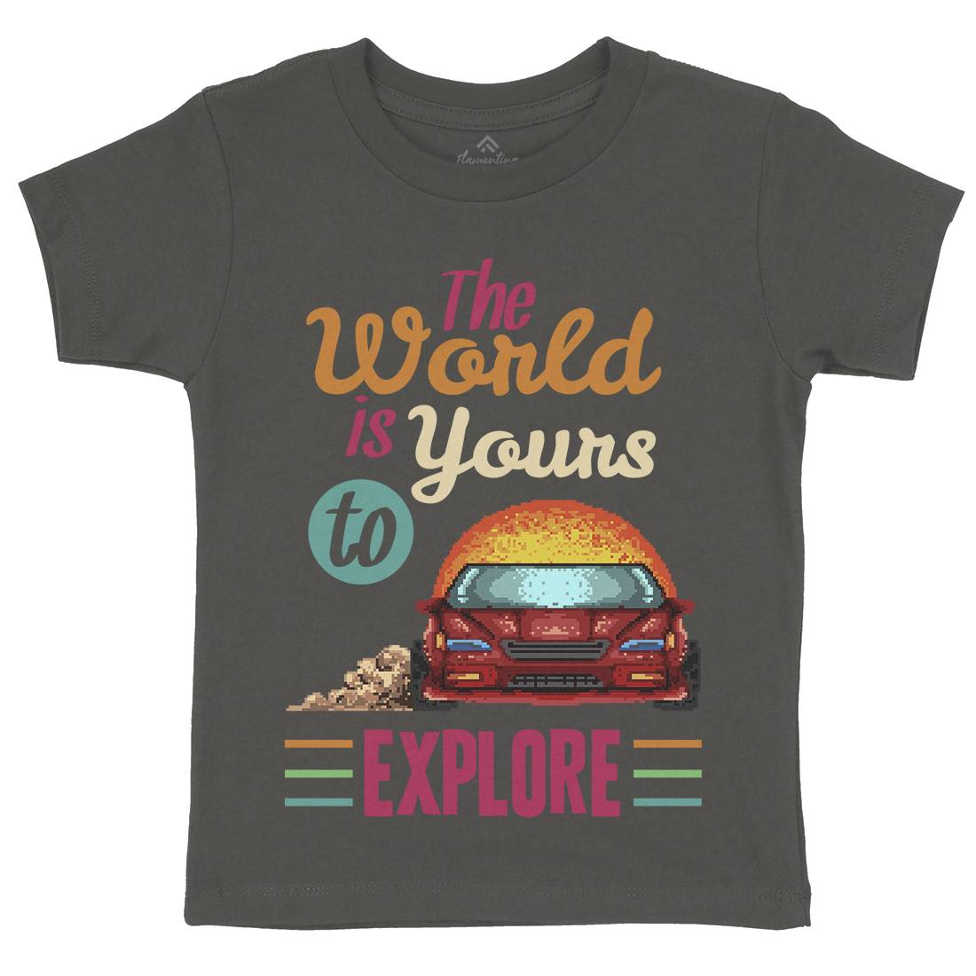 The World Is Yours To Explore Kids Crew Neck T-Shirt Cars B970