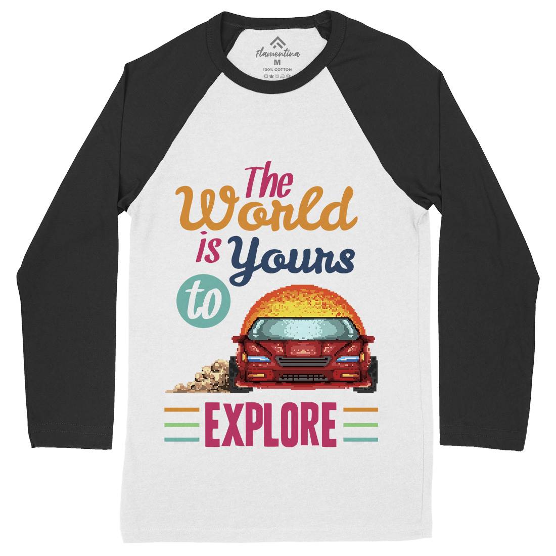 The World Is Yours To Explore Mens Long Sleeve Baseball T-Shirt Cars B970