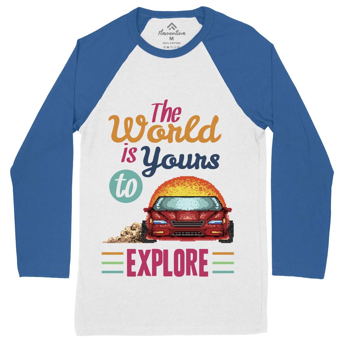 The World Is Yours To Explore Mens Long Sleeve Baseball T-Shirt Cars B970