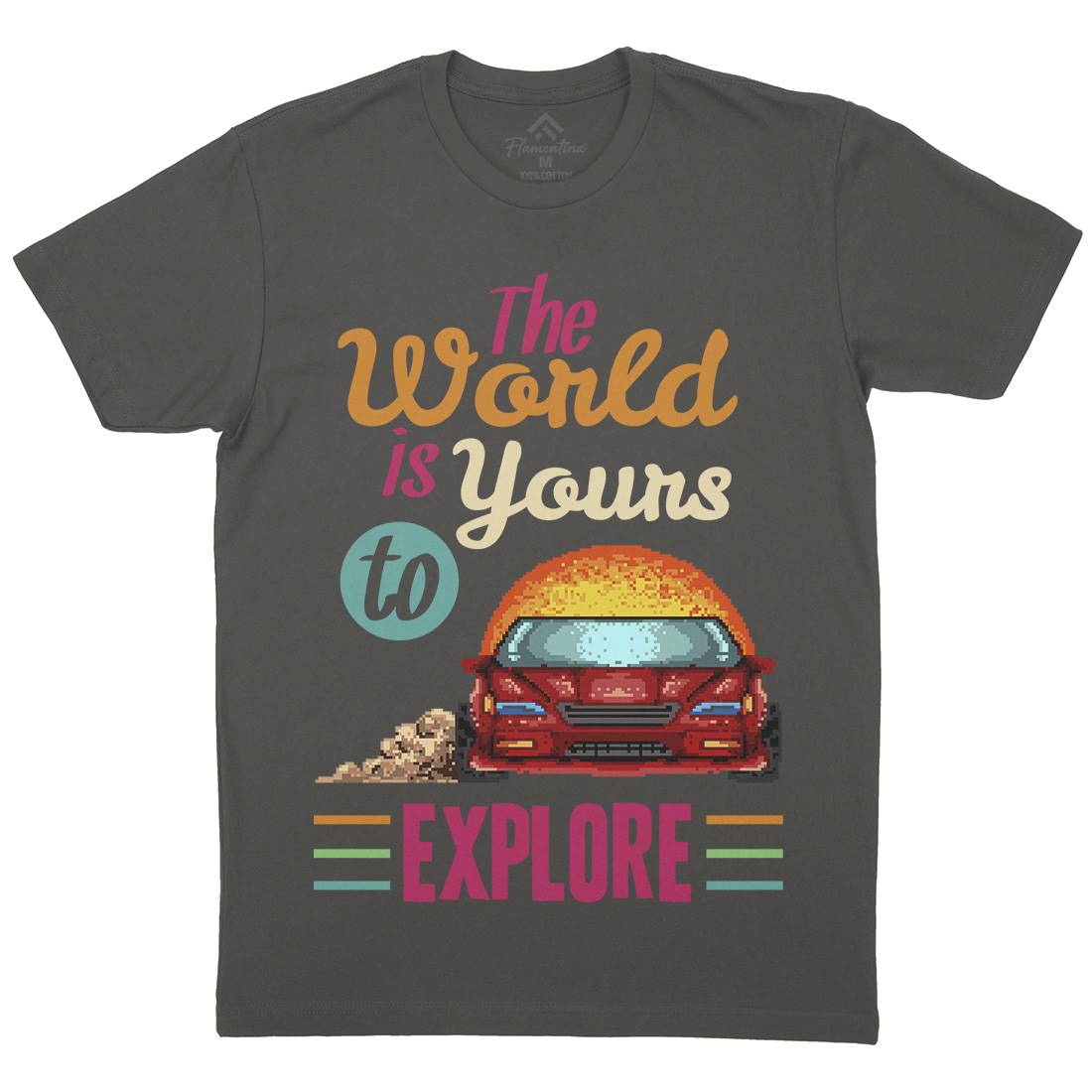 The World Is Yours To Explore Mens Crew Neck T-Shirt Cars B970