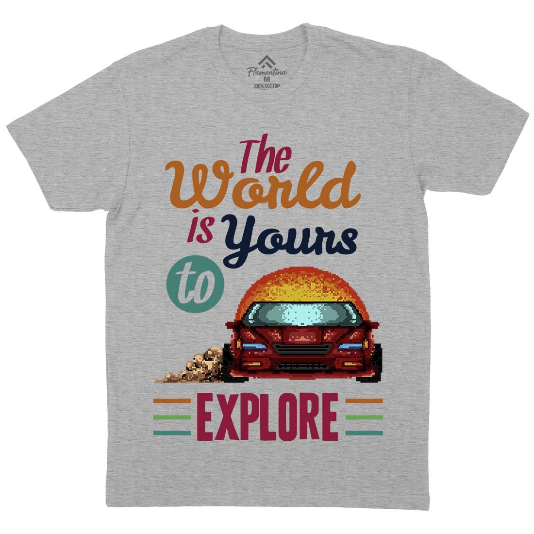 The World Is Yours To Explore Mens Crew Neck T-Shirt Cars B970