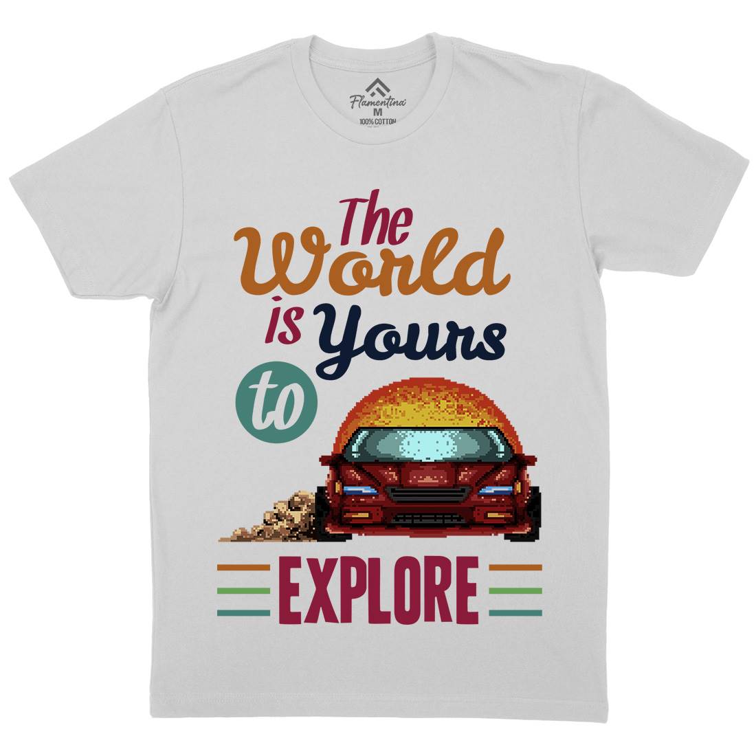 The World Is Yours To Explore Mens Crew Neck T-Shirt Cars B970