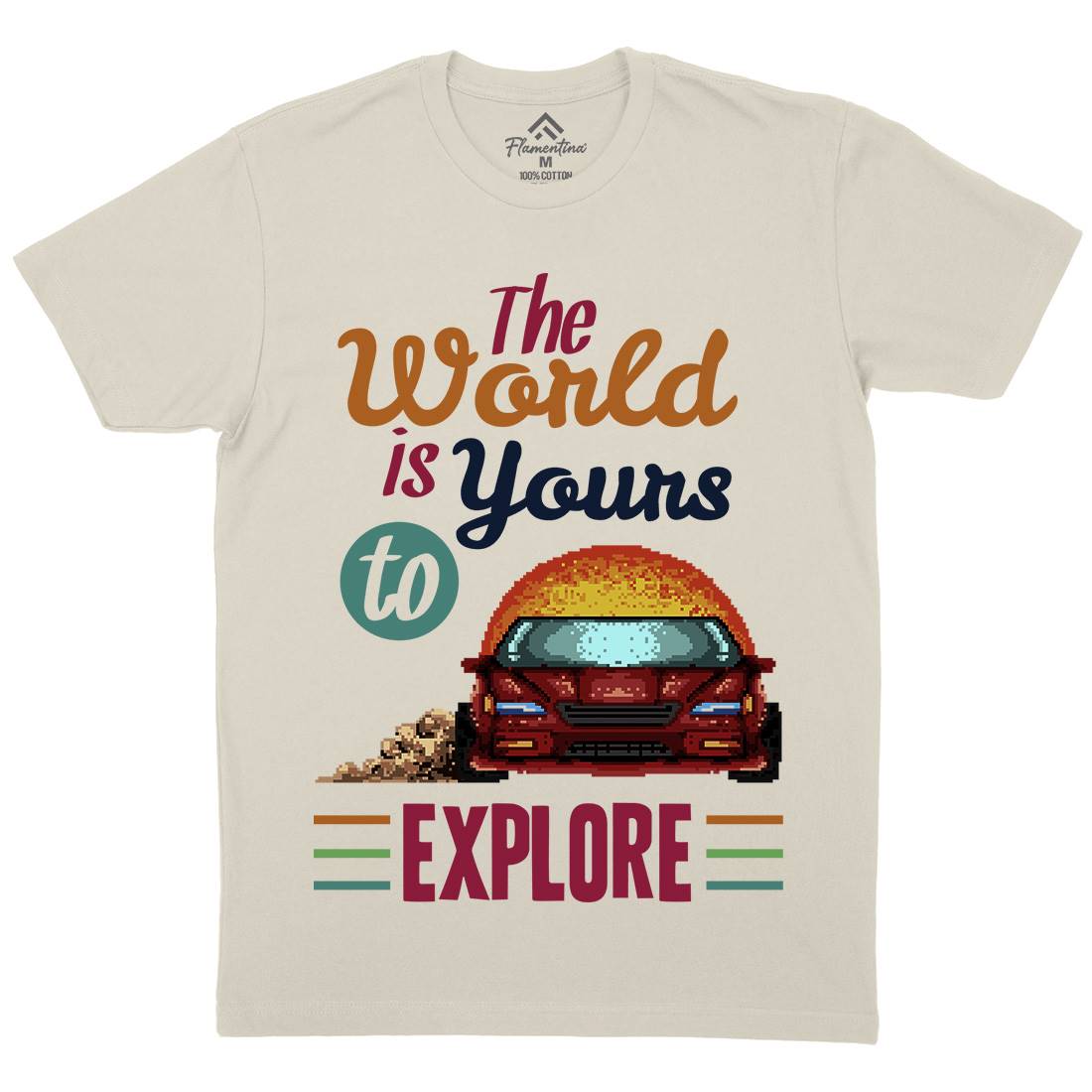 The World Is Yours To Explore Mens Organic Crew Neck T-Shirt Cars B970