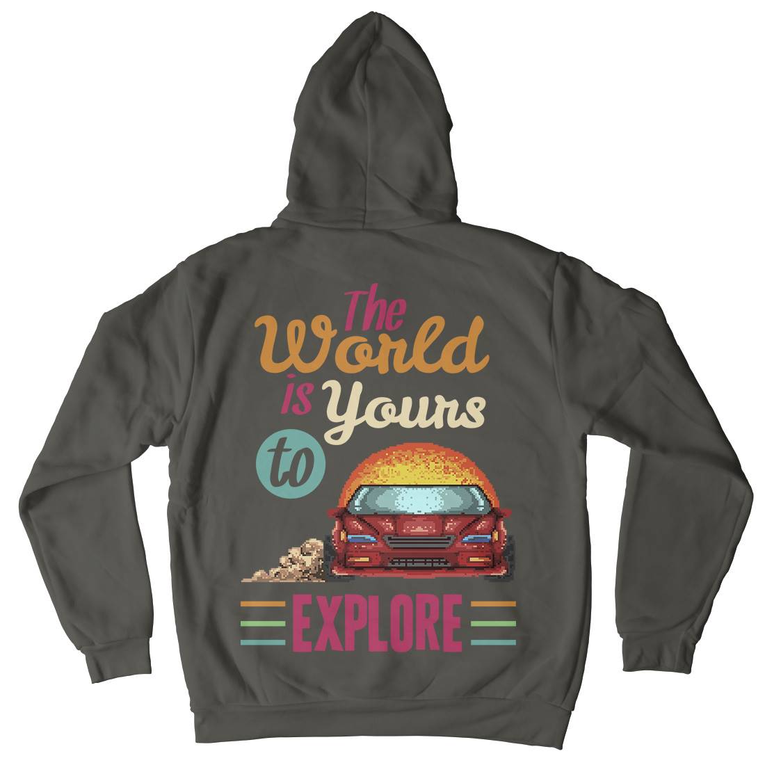 The World Is Yours To Explore Mens Hoodie With Pocket Cars B970