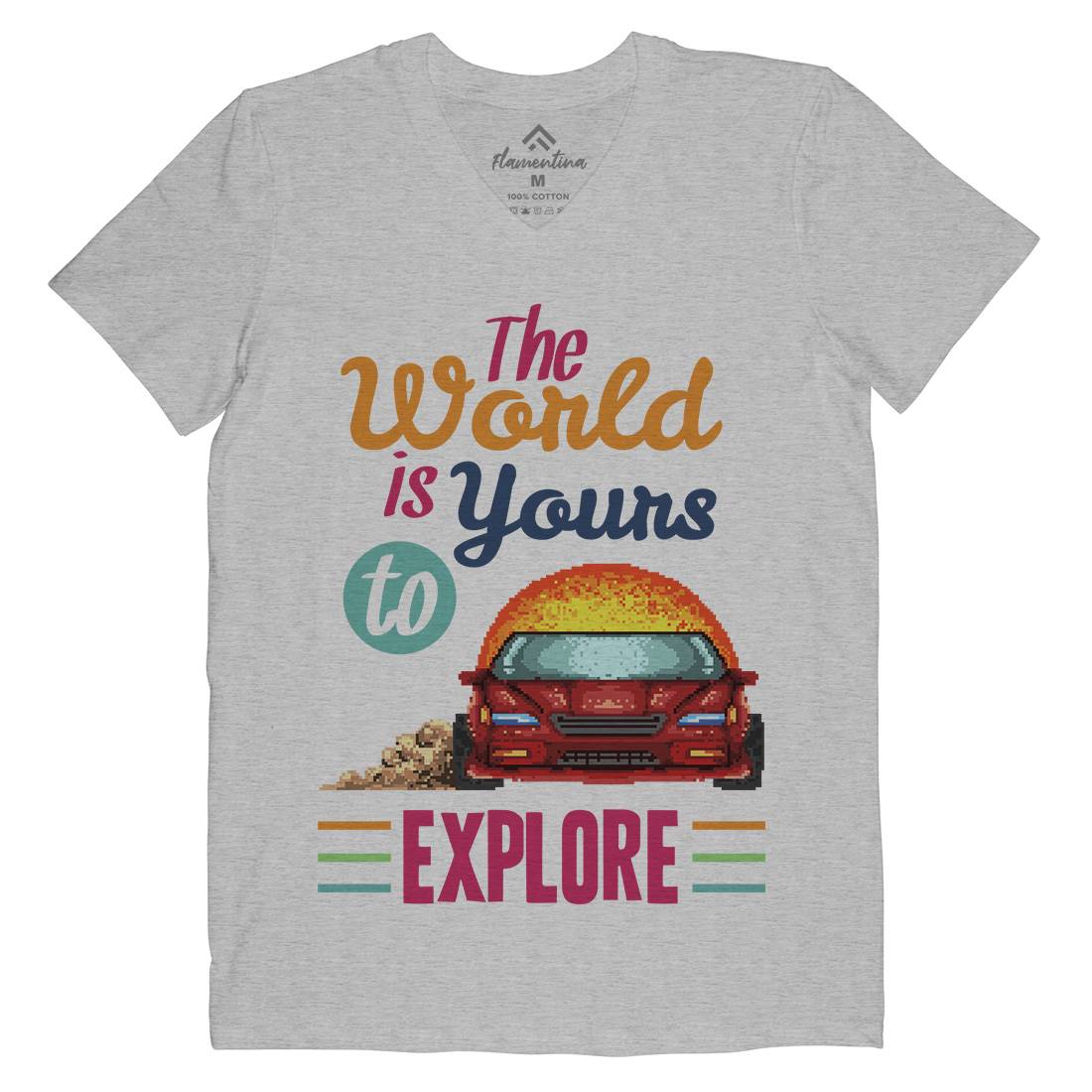 The World Is Yours To Explore Mens V-Neck T-Shirt Cars B970