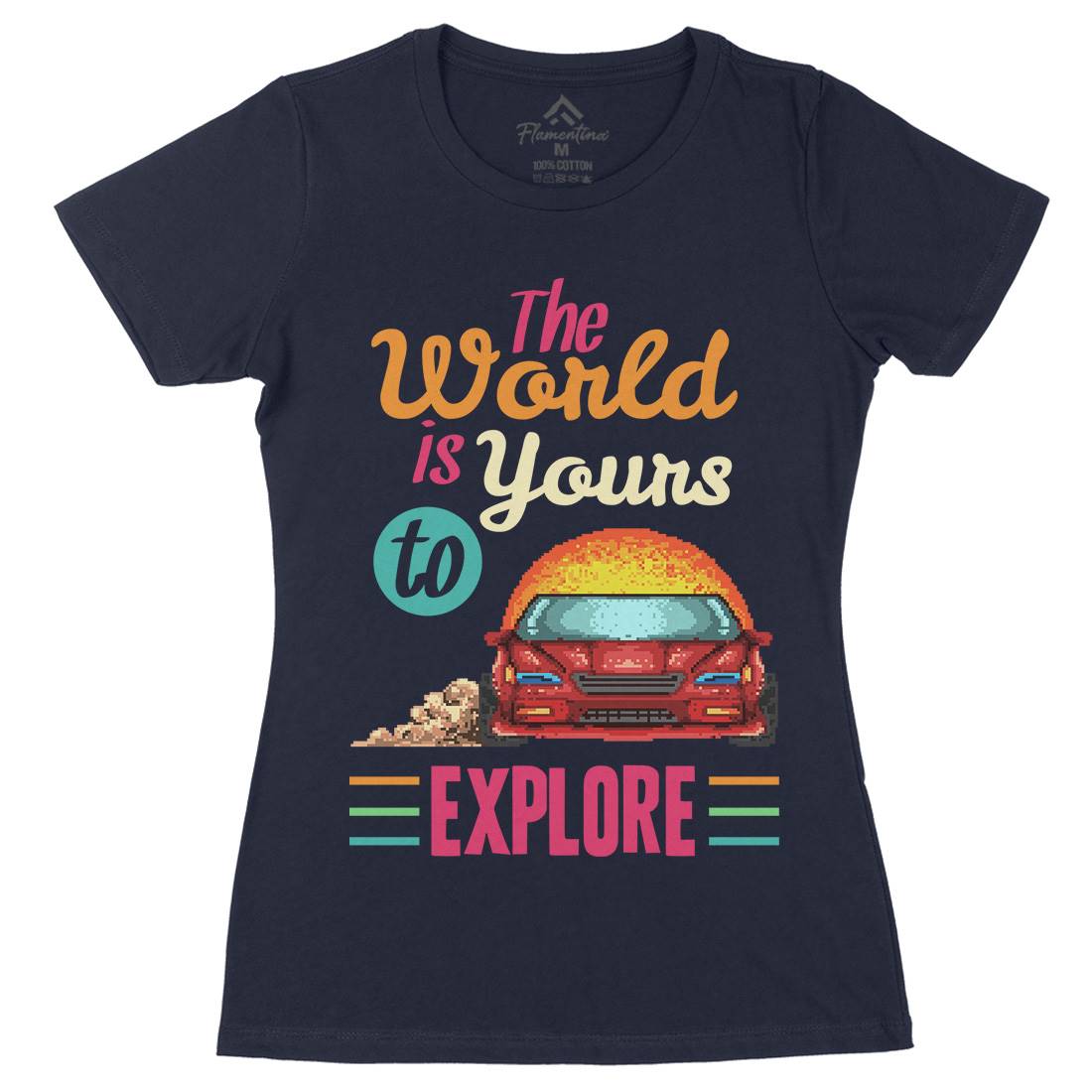 The World Is Yours To Explore Womens Organic Crew Neck T-Shirt Cars B970