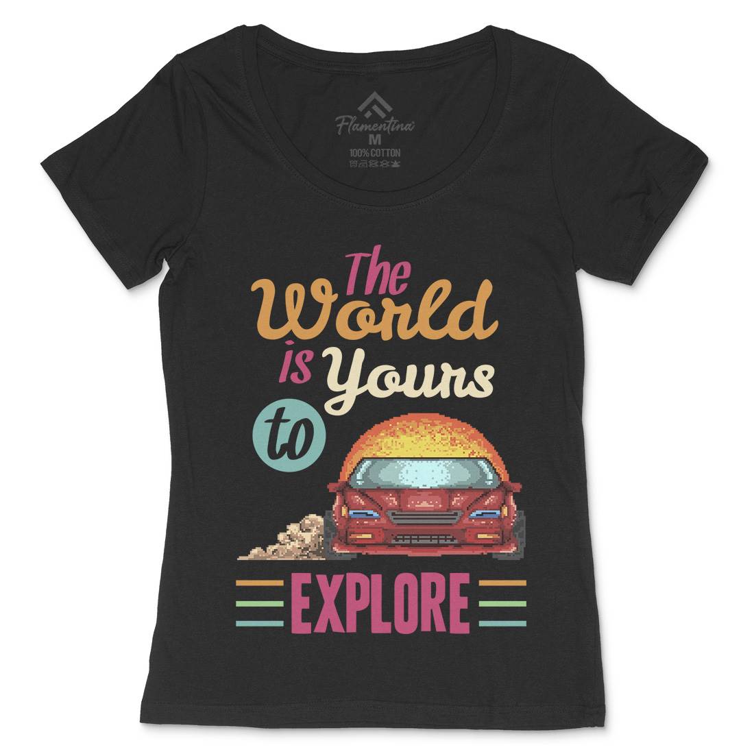 The World Is Yours To Explore Womens Scoop Neck T-Shirt Cars B970