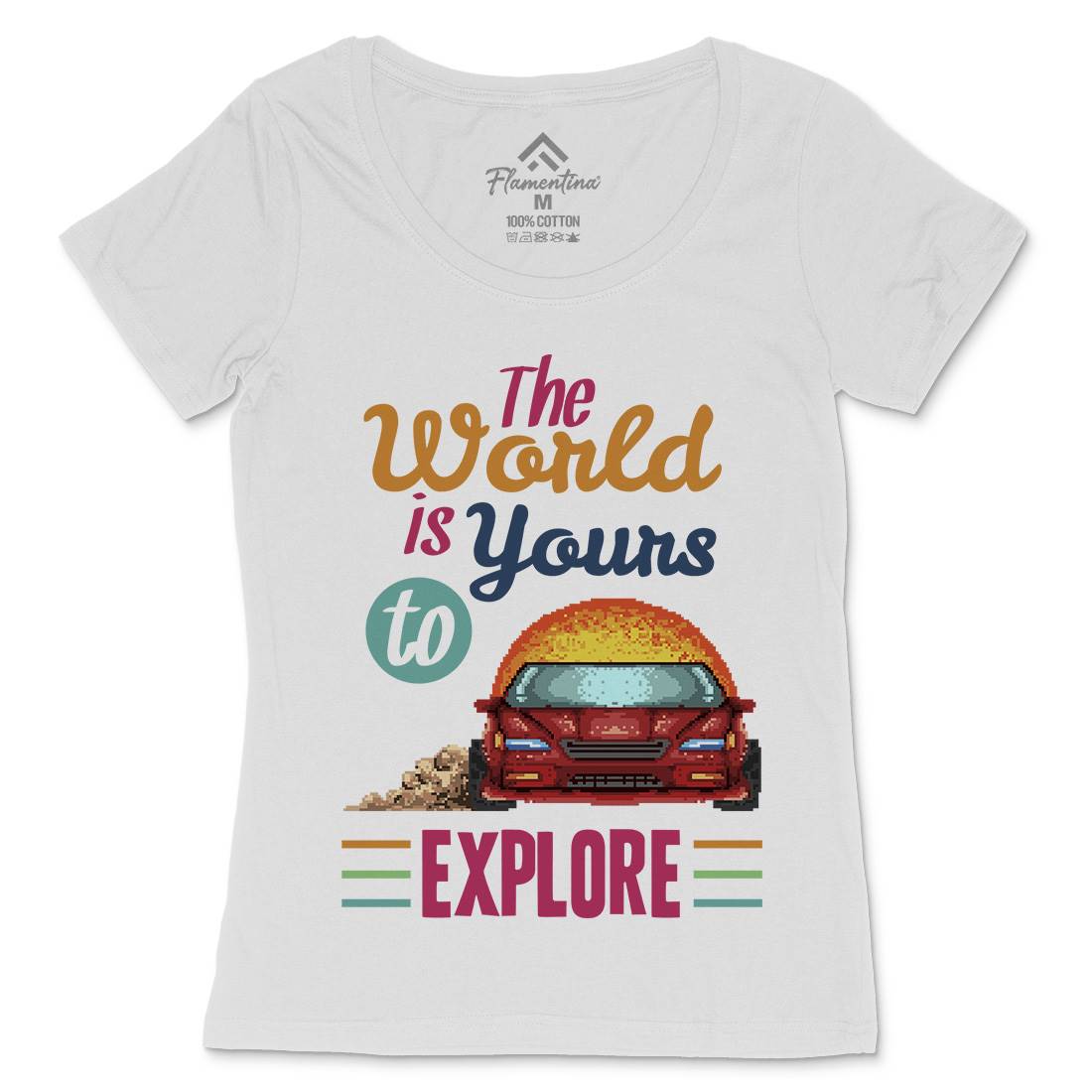 The World Is Yours To Explore Womens Scoop Neck T-Shirt Cars B970