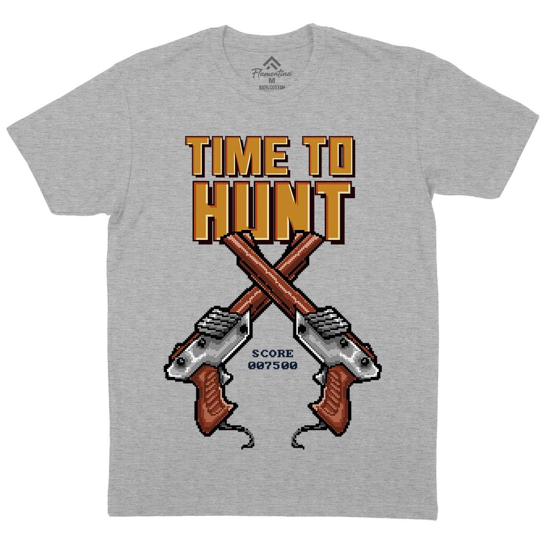 Time To Hunt Mens Organic Crew Neck T-Shirt Geek B971