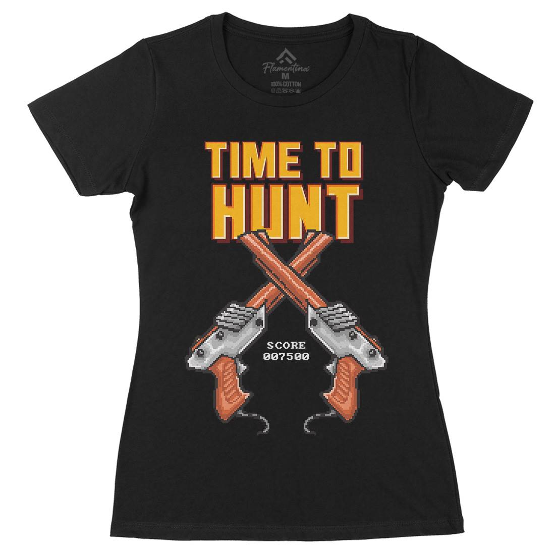 Time To Hunt Womens Organic Crew Neck T-Shirt Geek B971