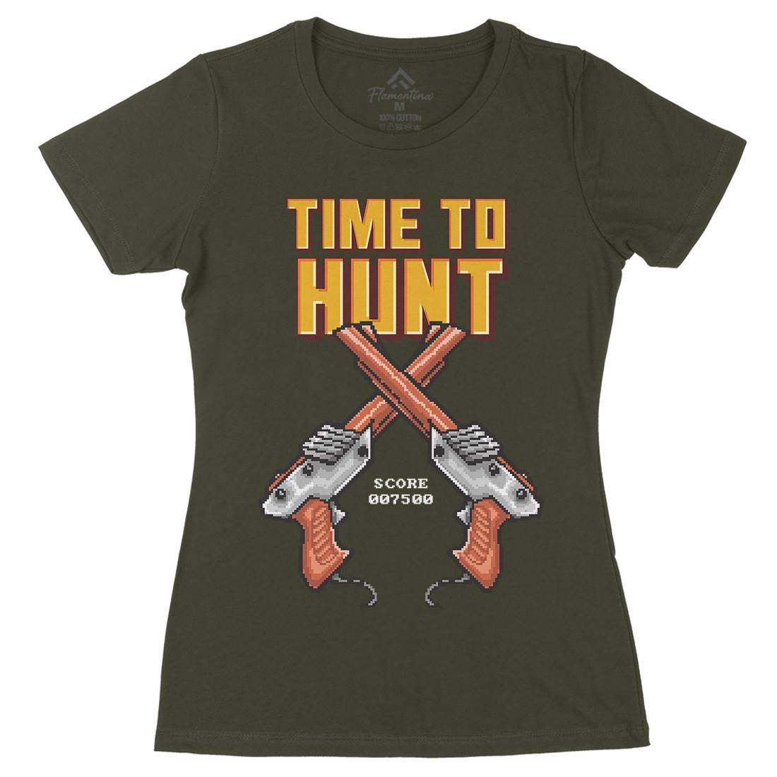 Time To Hunt Womens Organic Crew Neck T-Shirt Geek B971