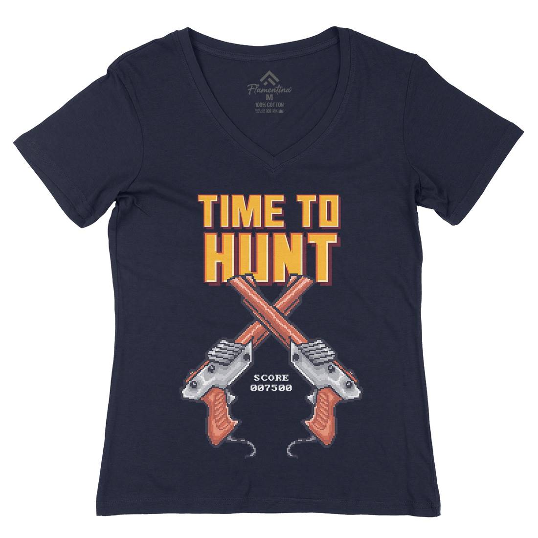 Time To Hunt Womens Organic V-Neck T-Shirt Geek B971