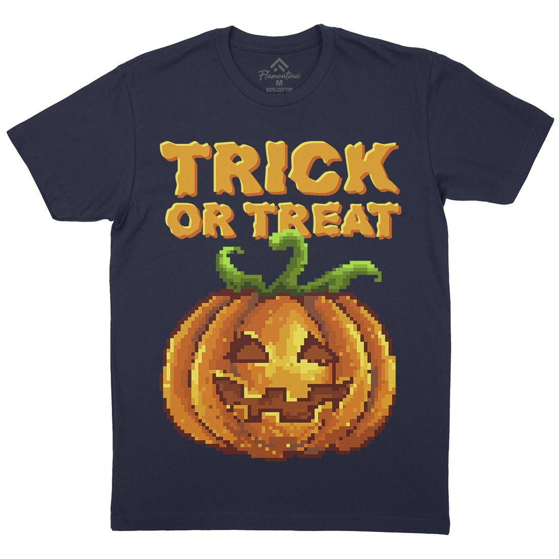 Trick Or Treat Halloween Jack O Lantern Mens Organic Crew Neck T-Shirt Horror B972
