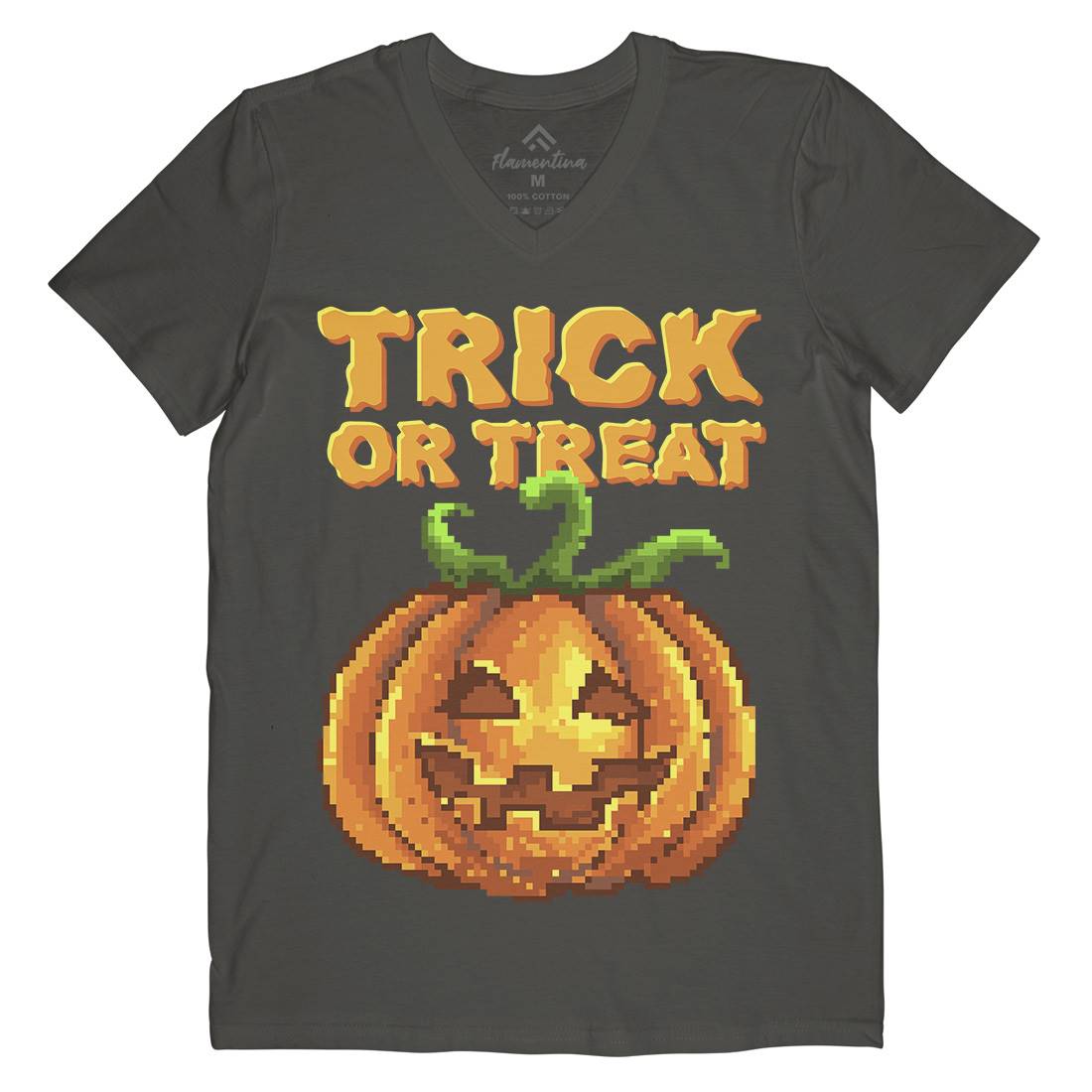Trick Or Treat Halloween Jack O Lantern Mens V-Neck T-Shirt Horror B972