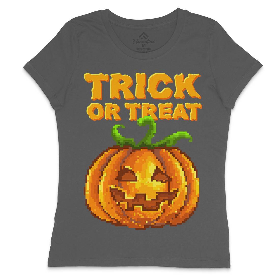 Trick Or Treat Halloween Jack O Lantern Womens Crew Neck T-Shirt Horror B972