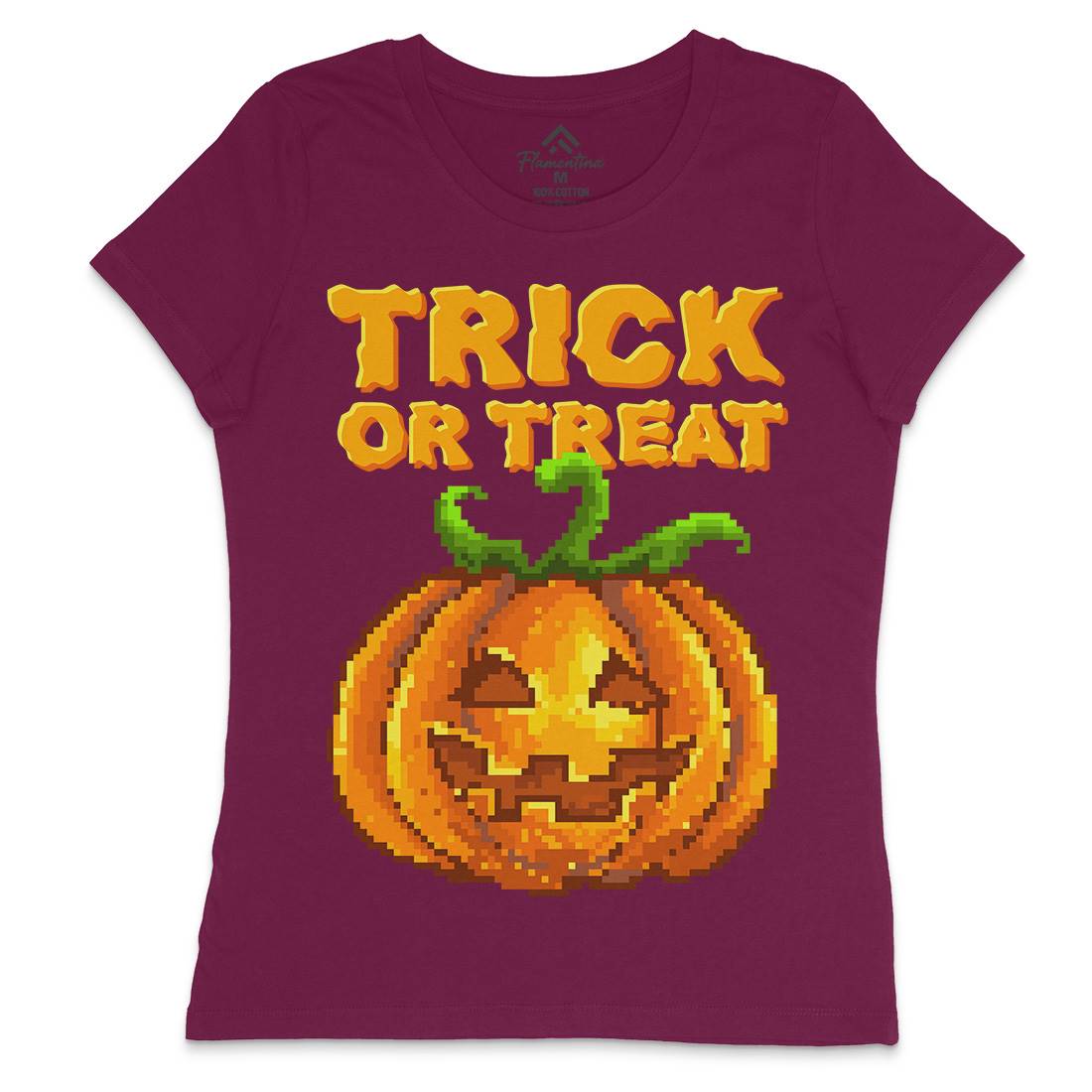 Trick Or Treat Halloween Jack O Lantern Womens Crew Neck T-Shirt Horror B972
