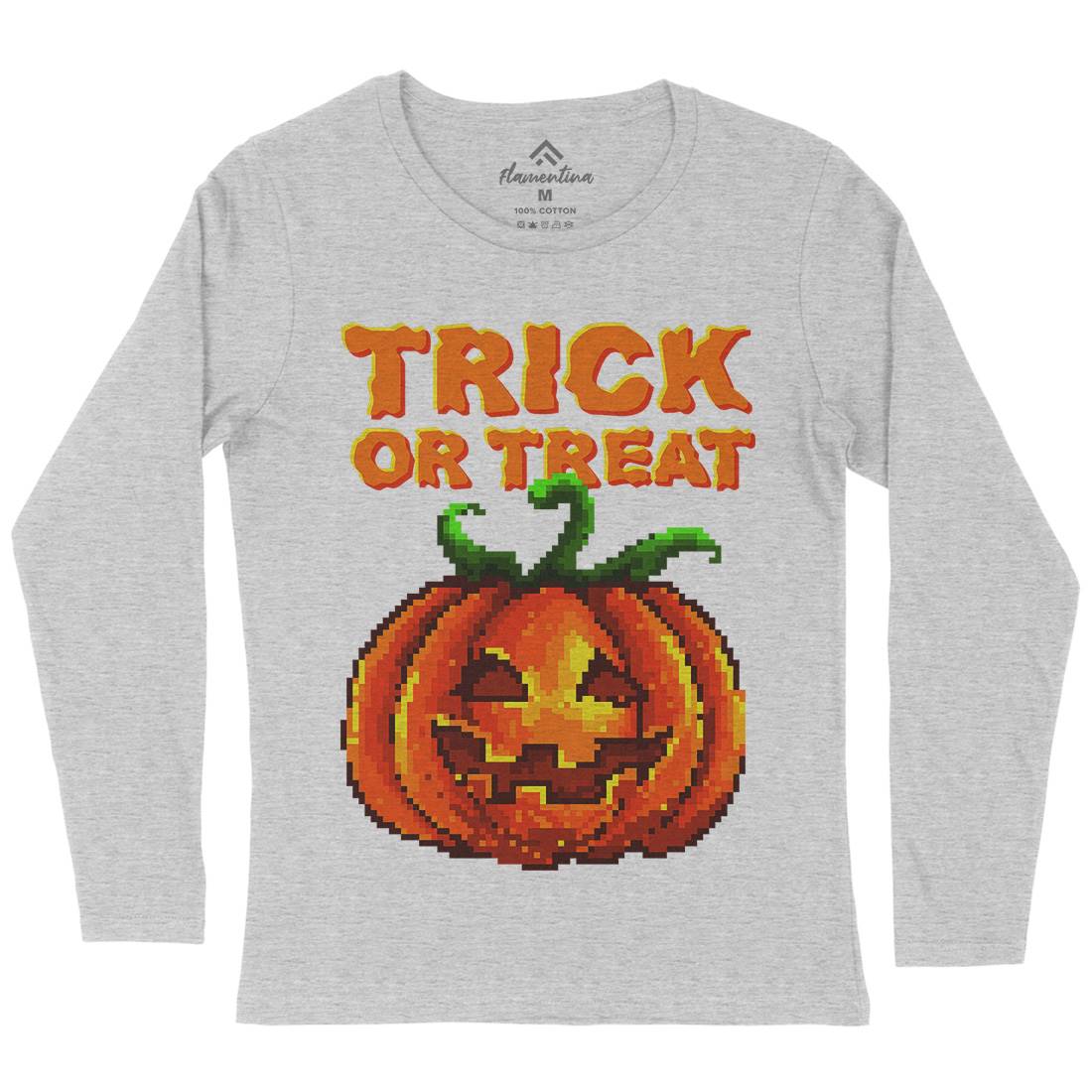 Trick Or Treat Halloween Jack O Lantern Womens Long Sleeve T-Shirt Horror B972