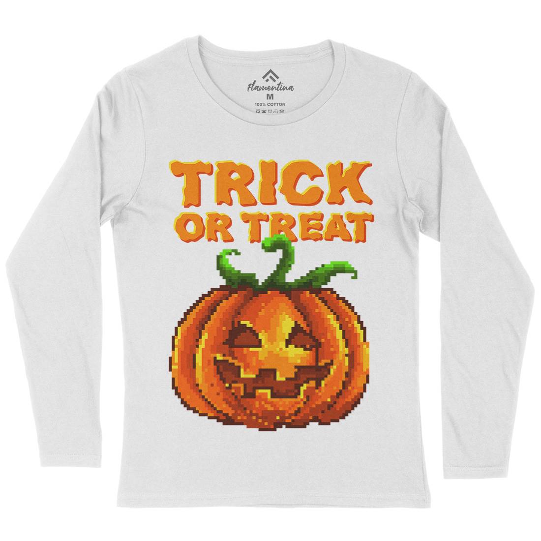 Trick Or Treat Halloween Jack O Lantern Womens Long Sleeve T-Shirt Horror B972