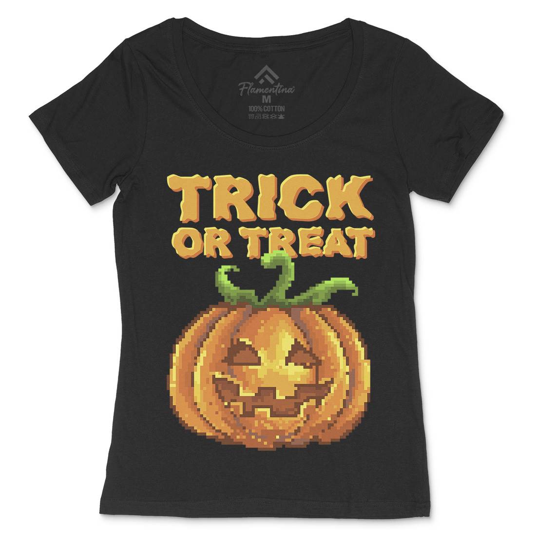 Trick Or Treat Halloween Jack O Lantern Womens Scoop Neck T-Shirt Horror B972
