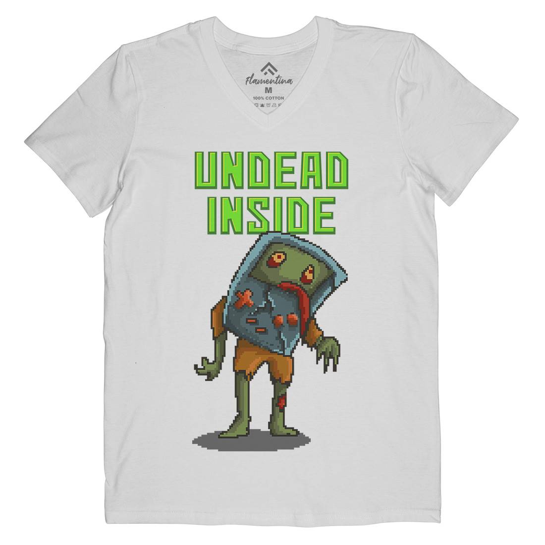 Undead Inside Mens Organic V-Neck T-Shirt Geek B973