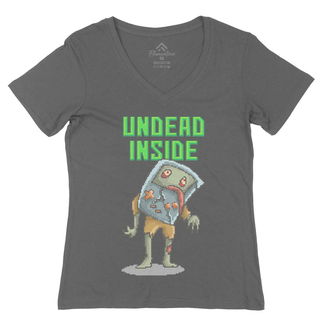 Undead Inside Womens Organic V-Neck T-Shirt Geek B973