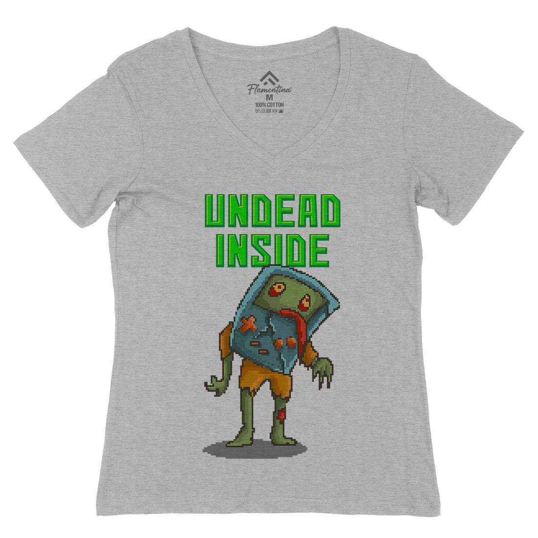 Undead Inside Womens Organic V-Neck T-Shirt Geek B973