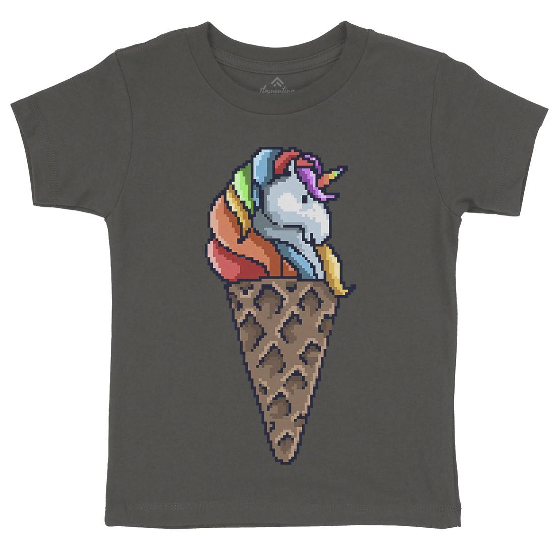 Unicorn Cone Kids Organic Crew Neck T-Shirt Food B974