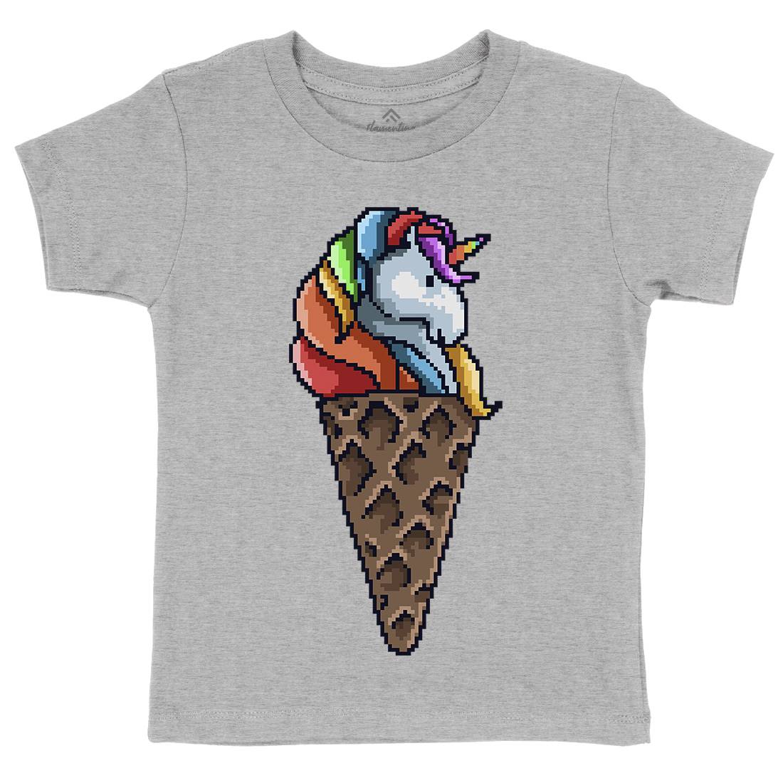 Unicorn Cone Kids Organic Crew Neck T-Shirt Food B974