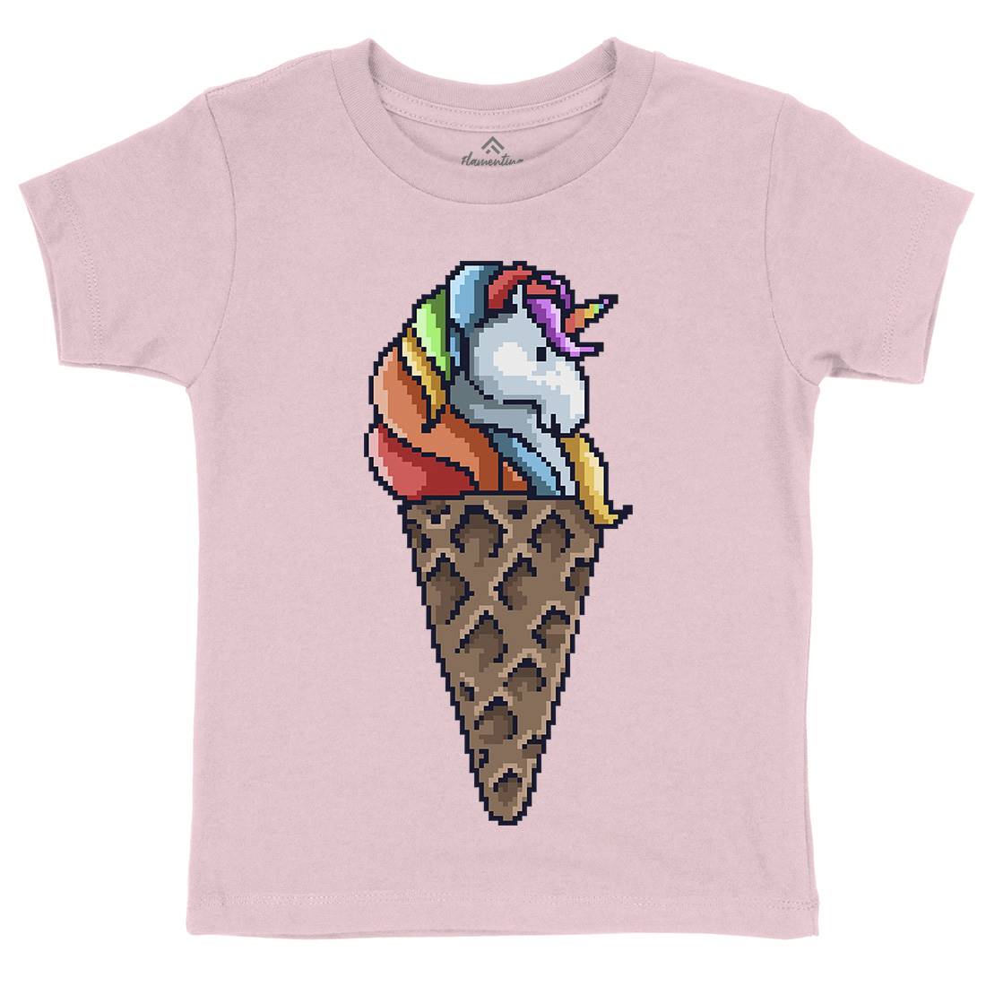 Unicorn Cone Kids Organic Crew Neck T-Shirt Food B974