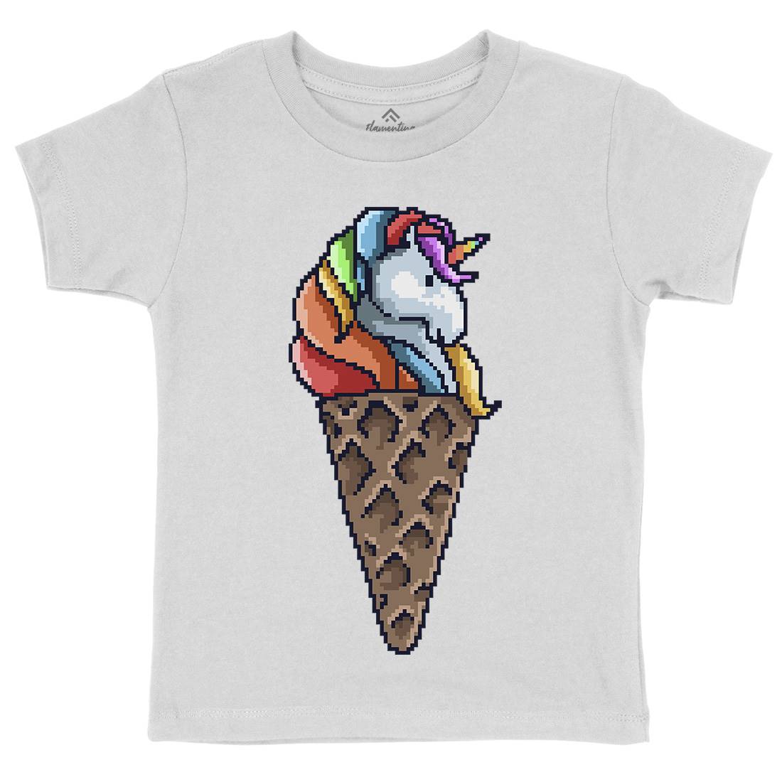 Unicorn Cone Kids Organic Crew Neck T-Shirt Food B974