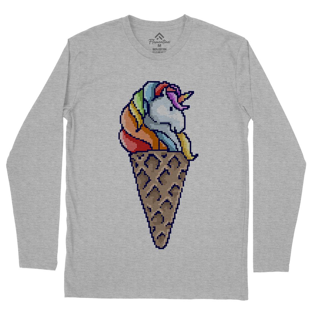 Unicorn Cone Mens Long Sleeve T-Shirt Food B974