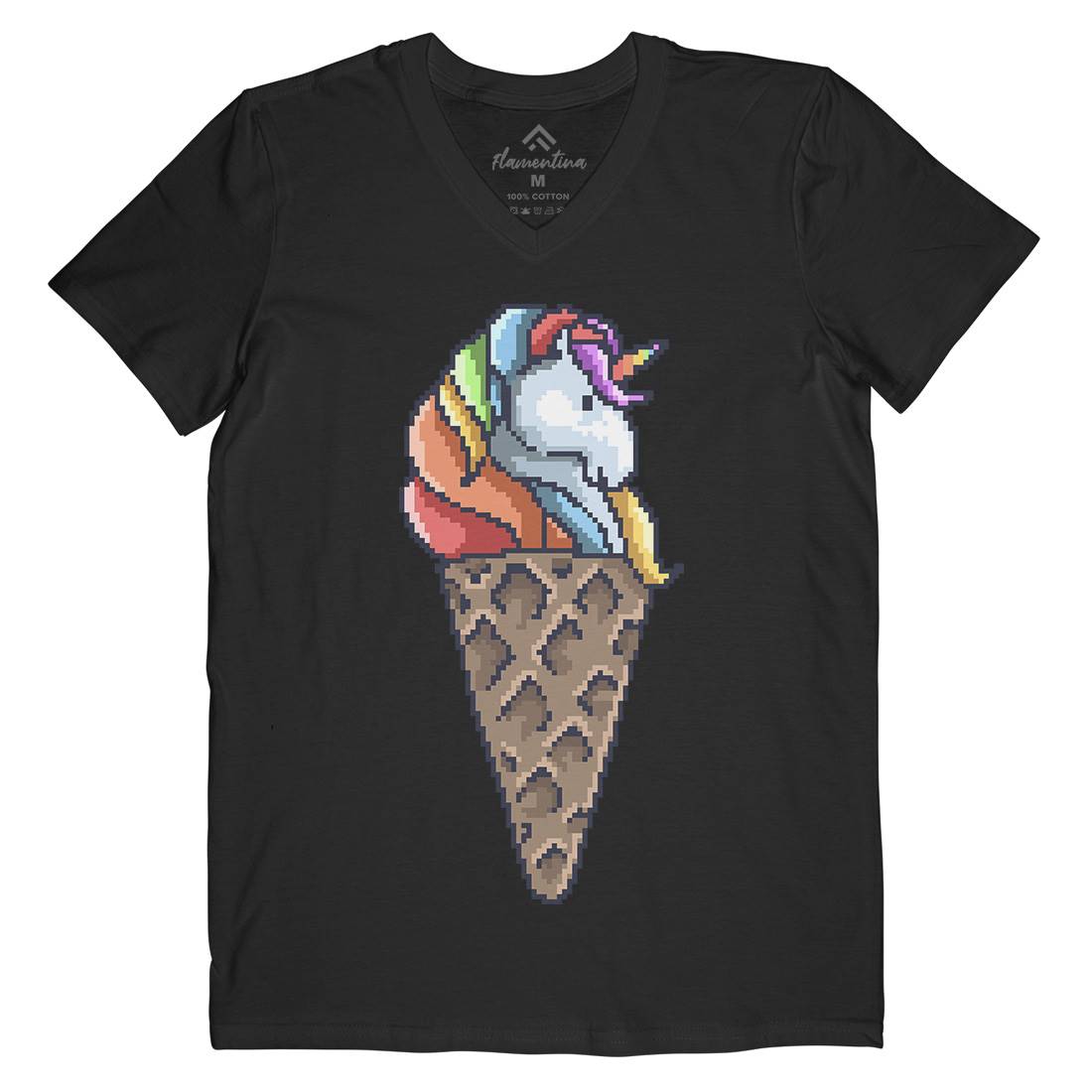 Unicorn Cone Mens Organic V-Neck T-Shirt Food B974