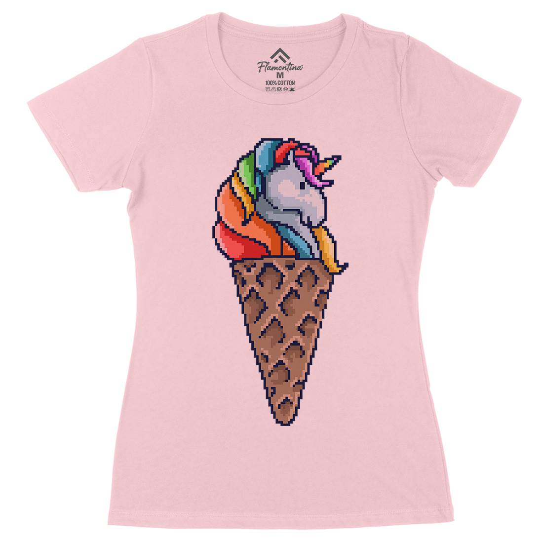 Unicorn Cone Womens Organic Crew Neck T-Shirt Food B974