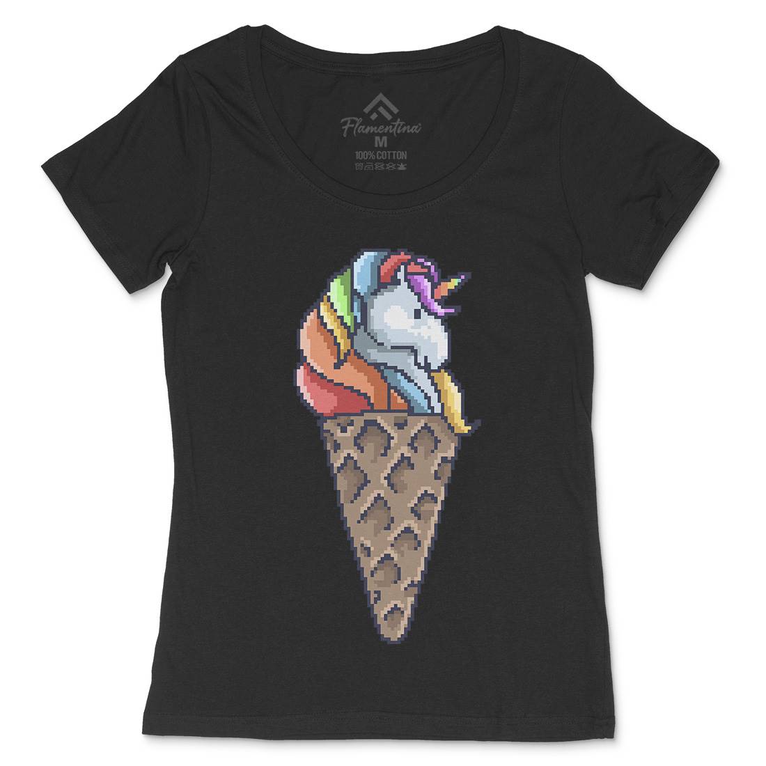 Unicorn Cone Womens Scoop Neck T-Shirt Food B974