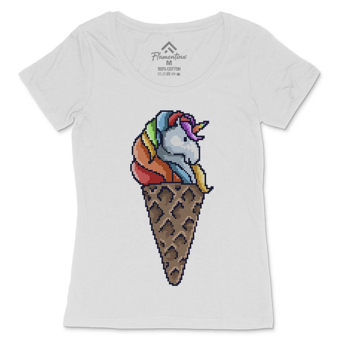 Unicorn Cone Womens Scoop Neck T-Shirt Food B974