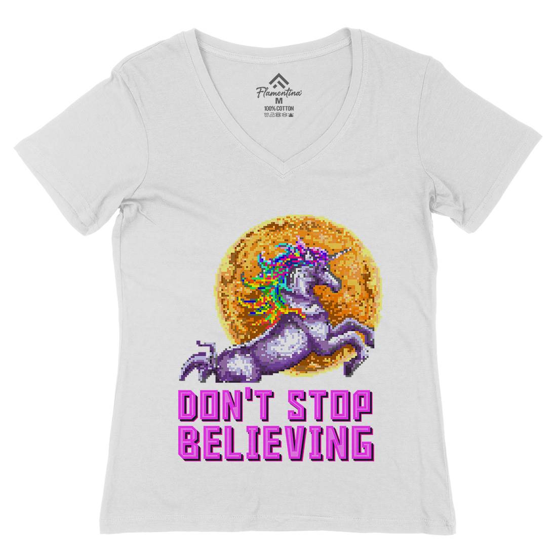 Unicorn Womens Organic V-Neck T-Shirt Animals B975