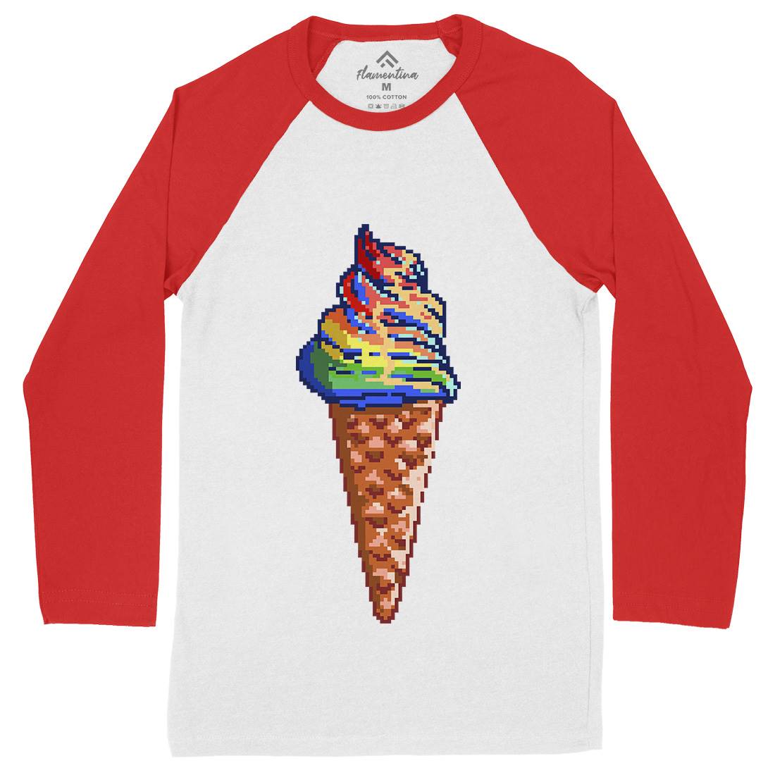 Unicream Unicorn Ice Cream Mens Long Sleeve Baseball T-Shirt Food B976